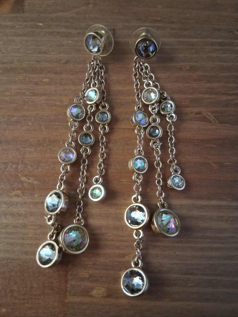 St. John Gold-Tone Multi-Drop Aurora Crystal Dangle Earrings